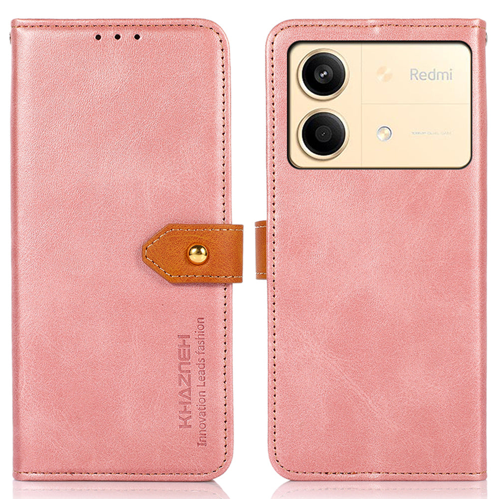 KHAZNEH For Xiaomi Redmi Note 13R Pro 5G Leather Case Wallet Cover Cowhide Texture - Rose Gold KHAZNEH For Xiaomi Redmi Note 13R Pro 5G Leather Case Wallet Cover Cowhide Texture - Rose Gold